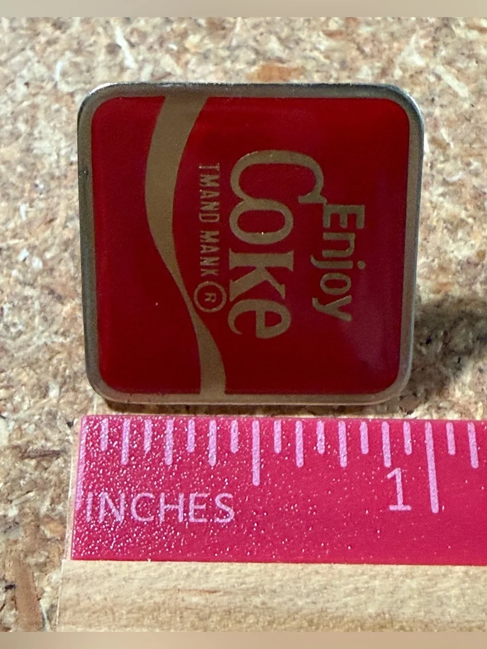 Vintage Coca Cola Enjoy Coke Lapel Pin Red Brooch Collectable